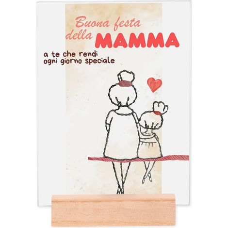 Lupia - Portafoto Targa 15x20 cm MAMMA SPECIALE con protezione in Vetro e supporto da tavolo in legno, senza Cornice, Idea Regalo con Scatola e poster grafica per la festa della mamma (1/4)