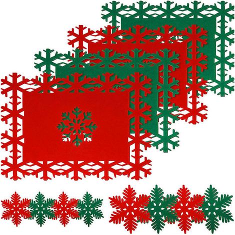 Lot de 12 sets de table de Noël en feutre résistant à la chaleur, pour les repas de fêtes, la cuisine et la maison. (1/5)