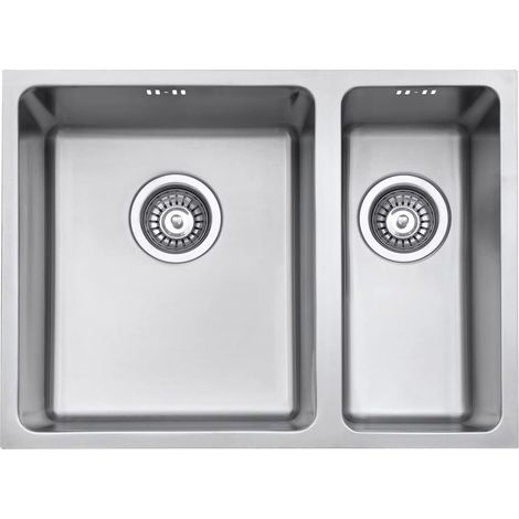 JASSFERRY Évier de cuisine 1,5 Bac 590 x 440 mm, évier sous plan en Acier Inoxydable 304