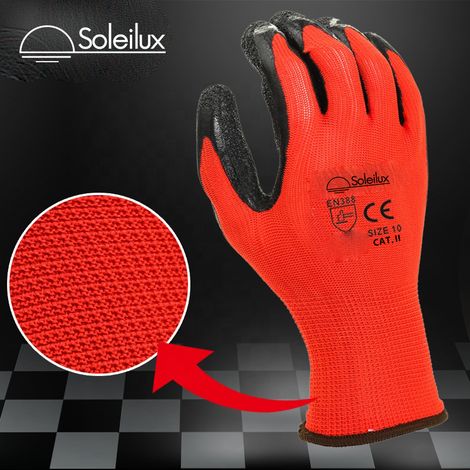 12 Paia Guanti da Lavoro Spalmati in Lattice Zigrinato Certificati EN 388 – Leggeri, Traspiranti, Massimo Comfort e Sensibilità – Presa Antiscivolo con Grip Potenziato - TAGLIA: 11