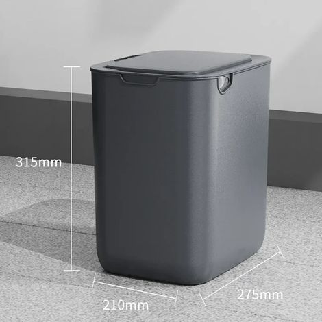 Poubelle intelligente (Grise 18 L, Rechargeable), étanche, idéale pour la salle de bain, la cuisine et les toilettes. (1/5)