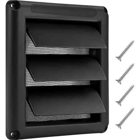 Grille d'aération 100 mm, couvercle extérieur pour hotte aspirante, grille d'évacuation d'air avec mobile, lamelles de protection contre les intempéries, anthracite noir (1/3)
