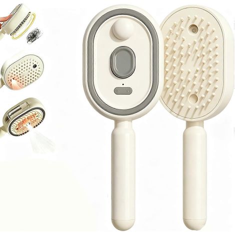 Filiyano-Peigne lissant électrique à coussin d'air et à vapeur Brosse lissante électrique portable, rechargeable par USB-C, beige (1/5)