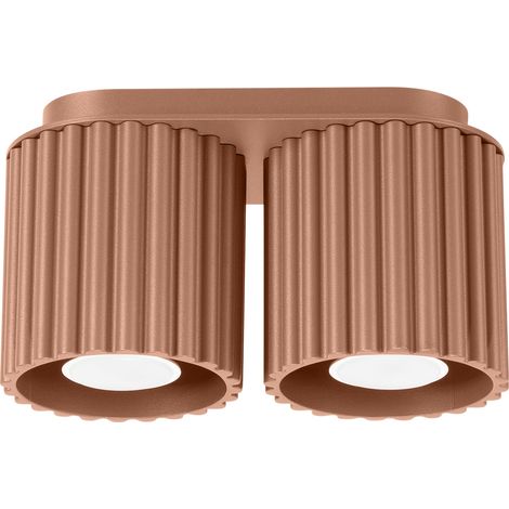 Moderne mokkafarbene Deckenleuchte, oval, 21 cm, mit gerillten Spots, 2 x GU10, 10 W, AURA, Sollux Lighting