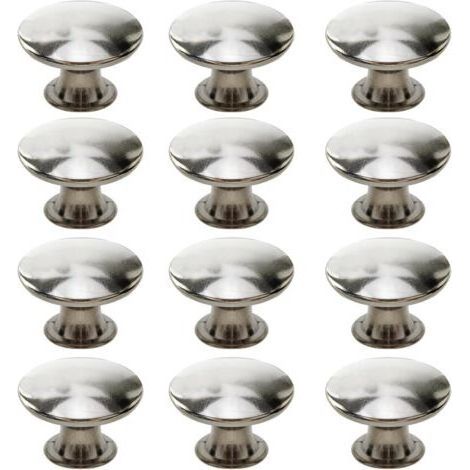 FENOPLASTICALot de 12 boutons de tiroir, poignées de cuisine vintage, poignées de meubles rondes, 30 mm, argent (1/4)