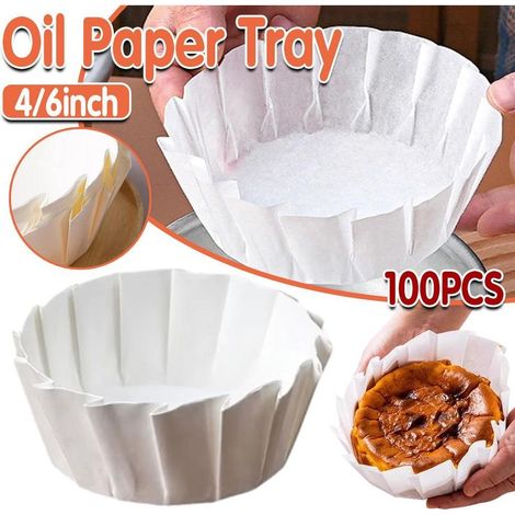 Packung mit 100 Kuchenformen aus antihaftbeschichtetem, formstabilem und ölbeständigem Pergamentpapier, 10 cm Durchmesser. (1/4)