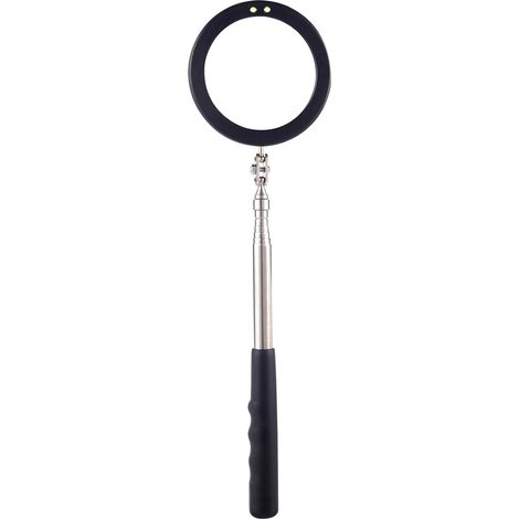 APEX Ce miroir d'inspection télescopique est doté d'une lumière LED, d'un grand miroir circulaire de 3,75 pouces, d'une longueur télescopique de 39,4 pouces et d'une rotation à 360° pour l'inspection, (1/5)