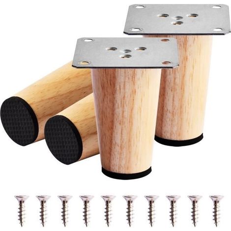 4PCS Pied de Meuble en Bois, 8cm Pied Meuble Pieds Canapé, pour Lit Table Canapé (1/4)