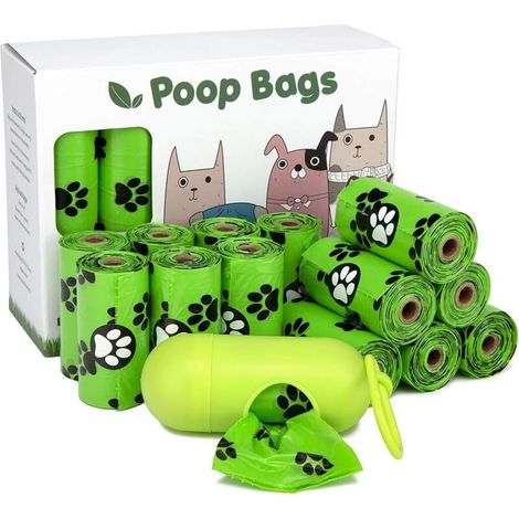 16 pièces Sac Chien ,Sacs de Merde compostables,23 x 33cm,Sac à Déchets Biodégradable étanche pour Chien avec 1 Distributeur de Sac(Style plus épais)-Fei Yu (1/5)