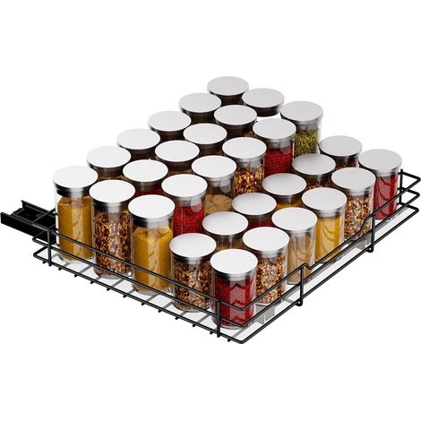 Rangement et Organisation de Cuisine, Tiroir Coulissant Avec Système de Roulement à Billes, Rangement Epices et Placard, P27L32.2H6cm (1/5)