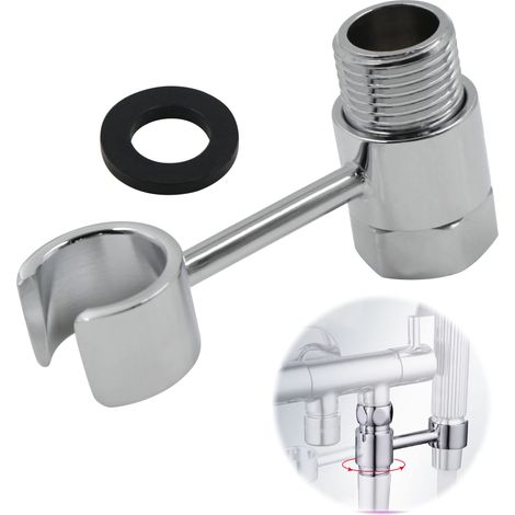 Support Pommeau Douche Universel Mural - Raccordement 20mm éCrou Porte Lance Accroche 360° Pomme Douchette Salles Bains RéGlable Toilette Main (1/5)