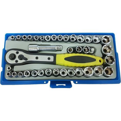 TRADE SHOP - Set 36 Punte Chiave A Bussola Chiavi Per Bulloni Dadi Dado A Sfera Con Valigetta Scatolina -