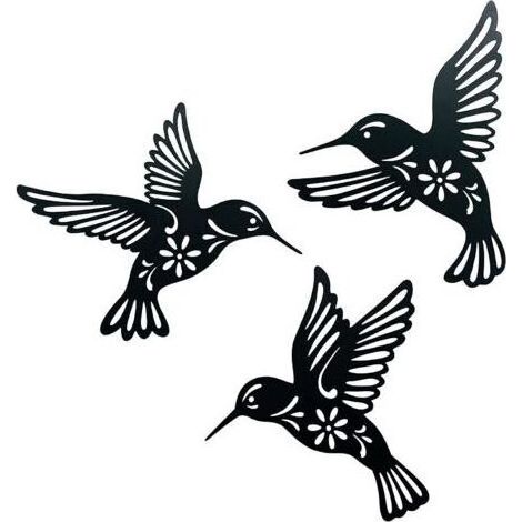 3 Stück Metall-Kolibris, Wandkunst für drinnen und draußen, Balkon, Geschenk, Terrasse, Heimdekoration (1/5)