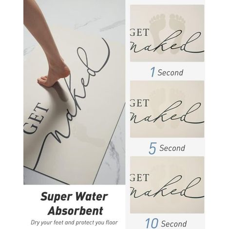 Tappetino da bagno Get Naked super assorbente ad asciugatura rapida, antiscivolo, con retro in gomma, ultra sottile, 43,2 x 61 cm, beige. (1/4)