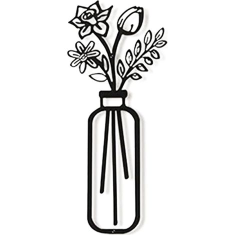 15 cm Art mural métal noir élégant, décoration murale pour jardin extérieur maison (1/5)
