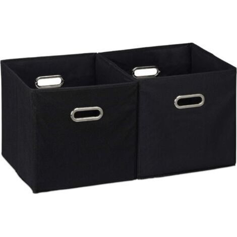 Bacs de rangement en tissu, organiseur cubique avec deux poignées, paniers pliables pour chambre, lot de 2, noir, 28 x 28 x 28 cm (1/4)