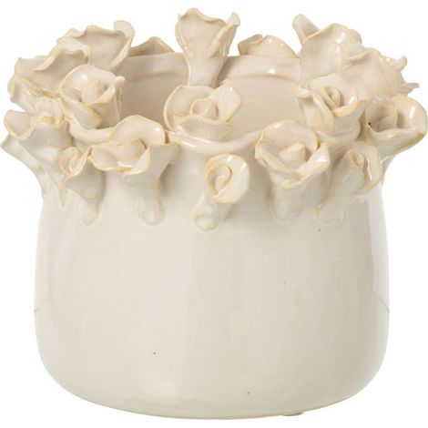 Cache-Pot Roses en Céramique "Amaury" 18cm Écru (1/2)