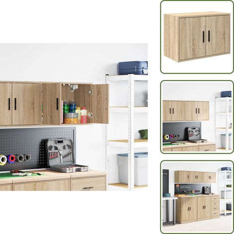 vidaXL Armoire murale de garage chêne sonoma bois d'ingénierie (1/5)