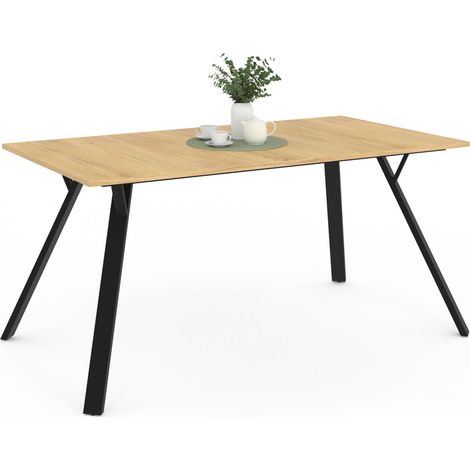 Rechteckiger Esstisch YSEULT 8 Personen Holz und Schwarz Industriedesign 160 cm (1/5)