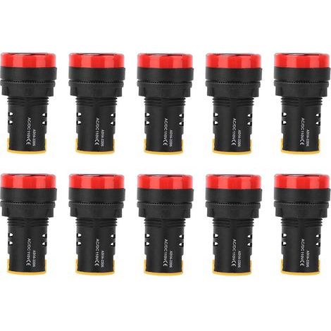 10 Stück BERM LED-Betriebsanzeige, flammhemmendes PC-Gehäuse, 22 mm Durchmesser, 110 V, AD16-22D/S (1/5)