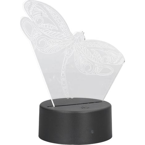 3D-Licht mit Libellenmuster, 7-farbig wechselnde LED-Nachtlampe, USB-Batteriebetrieb, dekorative 3D-Lampe fürs Schlafzimmer (1/5)