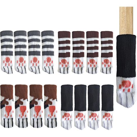 16-teiliges Stuhlbein-Schutzset – Kratzfeste und geräuschdämpfende Möbelsocken mit Katzenpfotenabdruck-Design, für runde, quadratische und ovale Beine – Schützt Parkett-, Laminat- und Fliesenböden