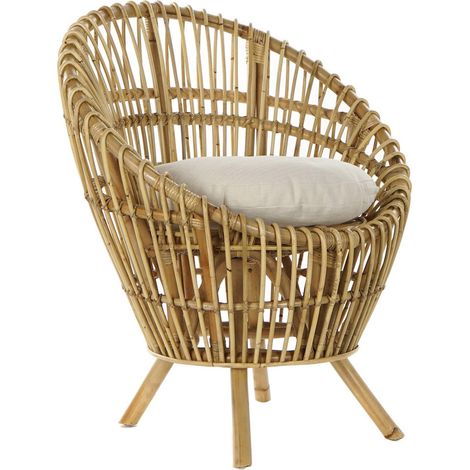 Fauteuil rotin blanc élégant pour touche chic - Blanc naturel doux et chaleureux (1/5)