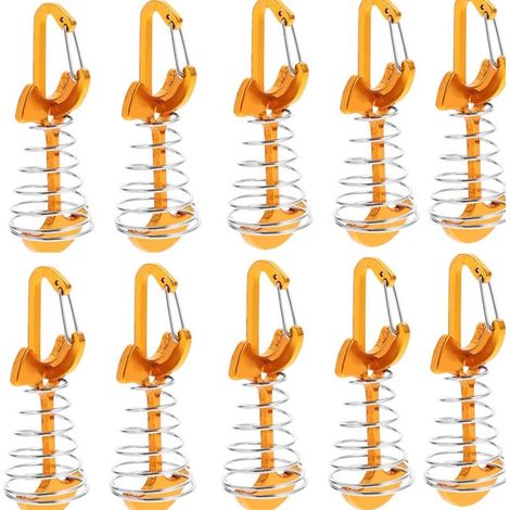 Set mit 10 windfesten Ankern aus Aluminiumlegierung mit Federschnalle, für Outdoor-Camping, goldfarben (1/5)