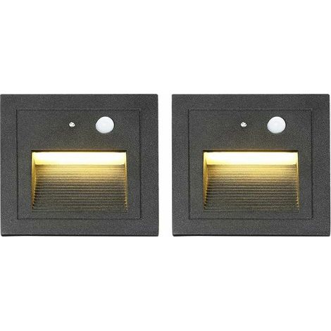 Einbaustrahler Wand und Decken 2er Set LED Wandeinbaustrahler 3W Wandleuchte Treppenstufenleuchte Lampe Bewegungsmelder Bodeneinbauleuchte Treppenlicht Flurlampe 2800K (1/5)