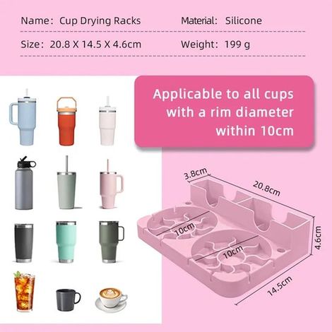 Abtropfgestell，Flaschenabtropfgestell，Küchenaufbewahrung，Geeignet für Stanley Cups，Rosa und Blau (1/3)