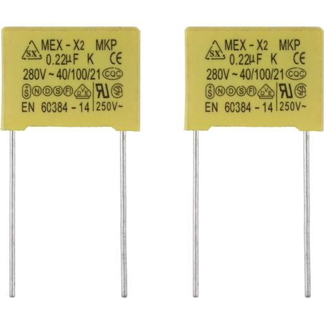 0.22 uF 275 V Condensateurs de sécurité MEX -X2 MKP Suppression des condensateurs d'interférence en mode différentiel (Pack de 2 Pièces) (1/5)