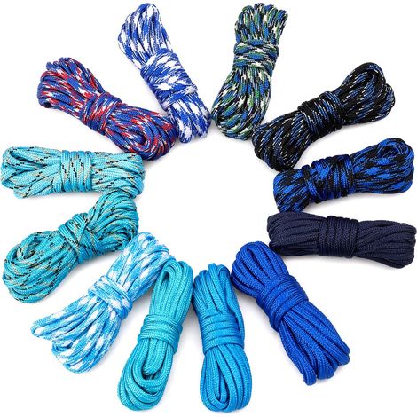 Lot de 12 Paracorde 4mm, Corde‑Parachute 3 m (12 Couleurs Bleues) (1/5)