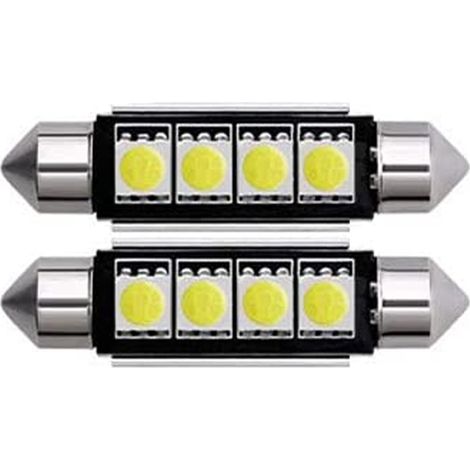 Coppia lampadine auto canbus 4 led smd luce fredda uso interno 12V CA-02711 (1/5)