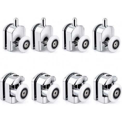 Lot de 8 Roulettes pour Porte de Douche - Roulettes Cabine de Douche en Alliage de Zinc - Roulette Porte Coulissante Douche pour Salle de Bain 25mm (4 Supérieures et 4 Inférieures) (1/5)