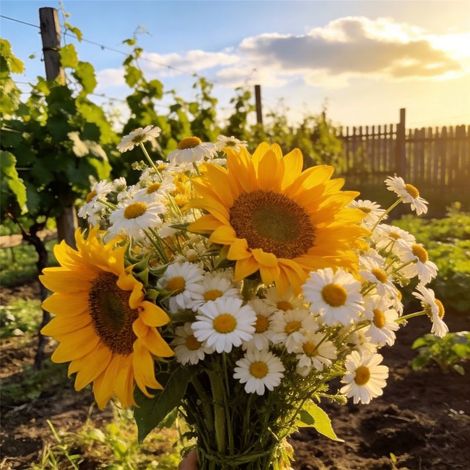 Lot de Graines de Fleurs – 500 Graines Tournesol + 2000 Graines Camomille, Mélange Non-OGM, Floraison Abondante, Jardin, Balcon et Pots (1/5)