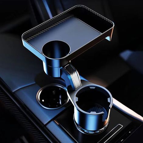 Hot-selling car-mounted 360-degree rotating dinner tray, car cup holder, coffee and burger holder, small dining table. (1/5)