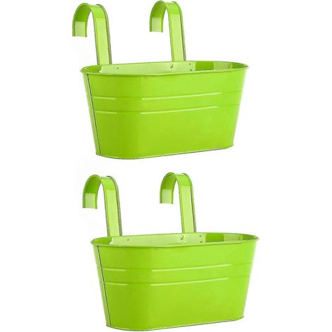 Support pour plantes de balcon, pot de fleurs, 2 crochets, jardinière suspendue amovible, décoration verte pour balustrade de jardin ou clôture (1/4)