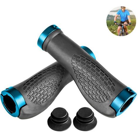 1 Paire De Poignées De Guidon De Vélo, Poignée De Vélo Ergonomique Antichoc Pour Vtt Avec Embouts (1/4)