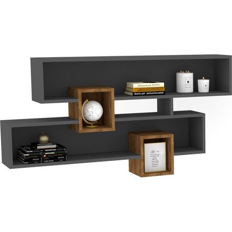 Mensola da parete in legno "Karen" - 120 x 22 x 75 cm - NoceAntracite