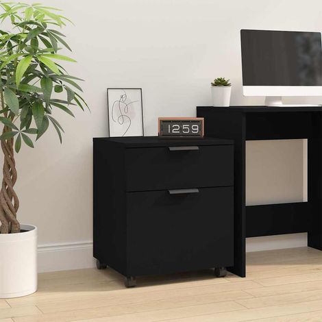 vidaXL Archivador con ruedas madera contrachapada negro 45x38x54 cm (1/5)