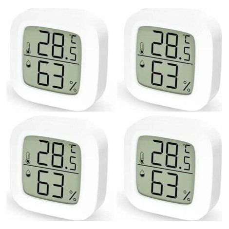 BUNTHAUS 4er-Set digitale Thermometer und Hygrometer für Zuhause, digitales Thermometer fürs Schlafzimmer