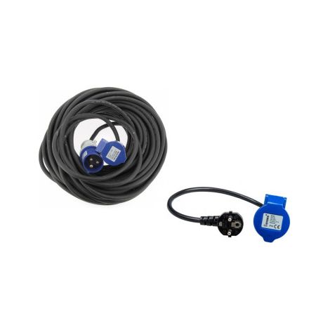Pack HABA Rallonge Néoprène CEE 17 30 m x 1.5mm² + ANTARION Adaptateur Femelle P17 230V 1.5M Pour Camping-Car (1/3)