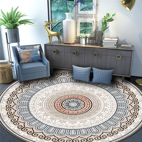 Tapis rond antidérapant pour siège de bureau, chambre ou salon – 80 cm de diamètre – idéal sous table basse, table à thé ou bureau d’enfant