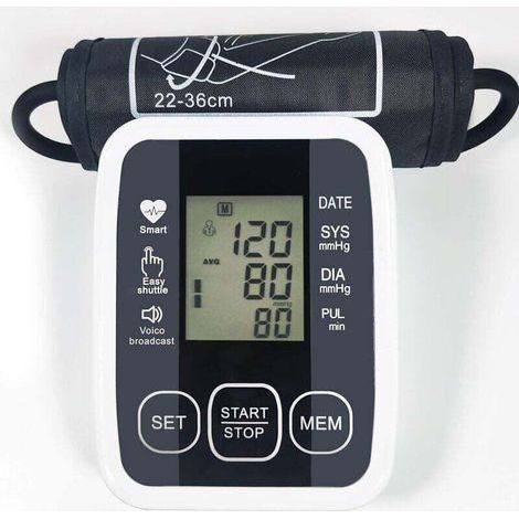 Tensiomètre Electronique à Bras Avec Brassard Réglable 22-36 cm. Mesure Automatique De La Tension Artérielle. Certifié Médicalement. Grand Ecran LCD (1/5)