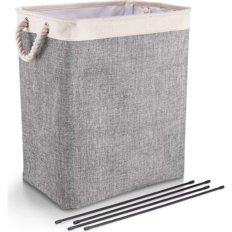 Panier À Linge Pliable - 65 L - Support En Fibre De Verre Amovible - Poignées En Coton - Pour Chambre Ou Buanderie - 1 Pièce (1/5)