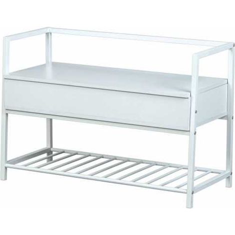 Scarpiera con Seduta Bianca Portascarpe Mobile Scaffale da Bagno Ingresso Panca (1/5)