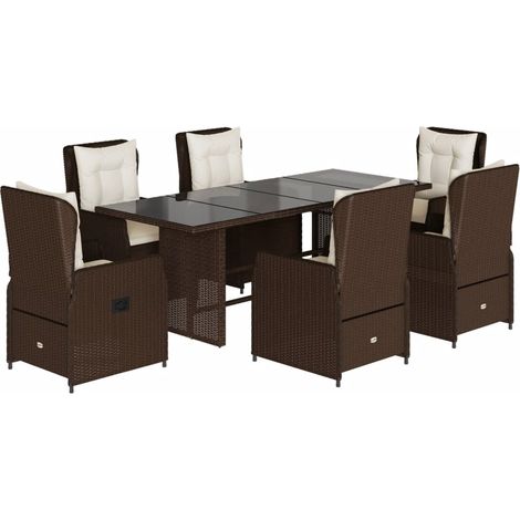 Maison Exclusive - Set da Pranzo da Giardino 7pz con Cuscini in Polyrattan Marrone (1/5)