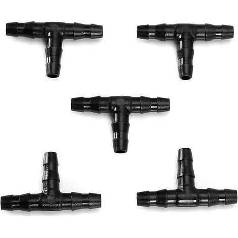 Connecteur T pour système d'irrigation par aspersion 100 pièces raccord tuyau facile à installer compatible avec tuyaux en PVC et polyéthylène pour arrosage jardin potager serre (1/5)
