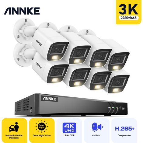 ANNKE 3K Security Camera Waterproof Night Vision Built-in Mic 8Camera Kit 8CH 4K Ultra HD Security Surveillance DVR Set (1/5)