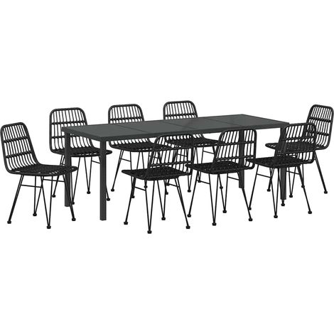 Maison Exclusive - Garten Essgruppe 9 pcs Schwarz Pulverbeschicht